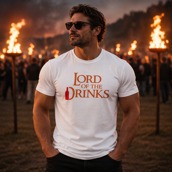 Футболка с принтом "Lord of the drinks" | XS | Белый 1028002106-1045 фото