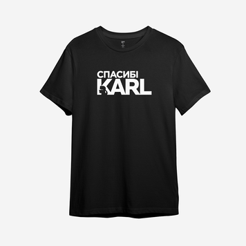 Футболка з принтом "Спасибі Karl" | XS | Чорний 1009274051-741551 фото