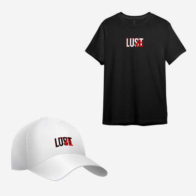 Черная футболка и белая кепка с принтом "Lust Love" 10898769145 фото