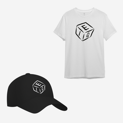 Белая футболка и черная кепка с принтом "EQ" 104791408205 фото
