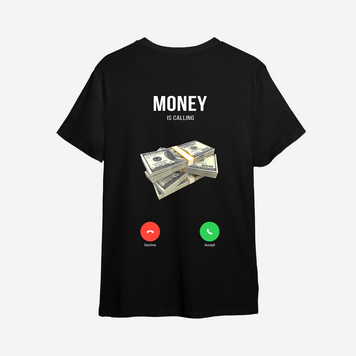 Футболка с принтом "Money is calling" XS, Черный 1098207098-2900-835 фото