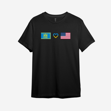 Футболка з принтом "Lviv love USA" | XS | Чорний 1008448060-318086-st фото