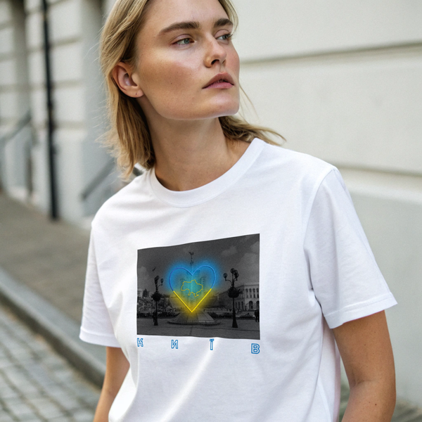 Футболка з принтом "Київ" | XS | Білий 1908244726 фото